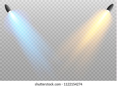 spotlight glowing lights effects isolated on transparent background.