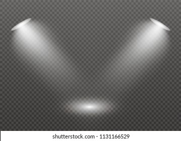 spotlight glowing lights effects isolated on transparent background.