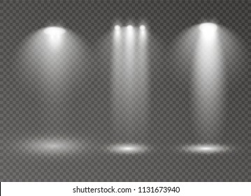 spotlight glowing lights effects isolated on transparent background.