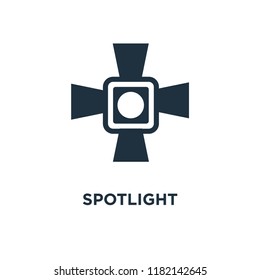 Spotlight icon. Black filled vector illustration. Spotlight symbol on white background. Can be used in web and mobile.