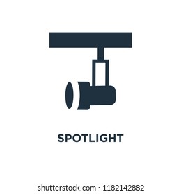 Spotlight icon. Black filled vector illustration. Spotlight symbol on white background. Can be used in web and mobile.