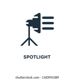 Spotlight icon. Black filled vector illustration. Spotlight symbol on white background. Can be used in web and mobile.