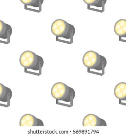 Spotlight icon in cartoon style isolated on white background. Theater pattern stock vector illustration