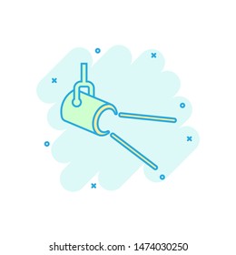 Spotlight icon in comic style. Lamp vector cartoon illustration on white isolated background. Flashlight business concept splash effect.