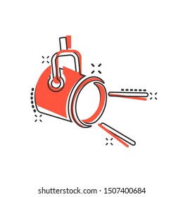 Spotlight icon in comic style. Lamp vector cartoon illustration on white isolated background. Flashlight business concept splash effect.