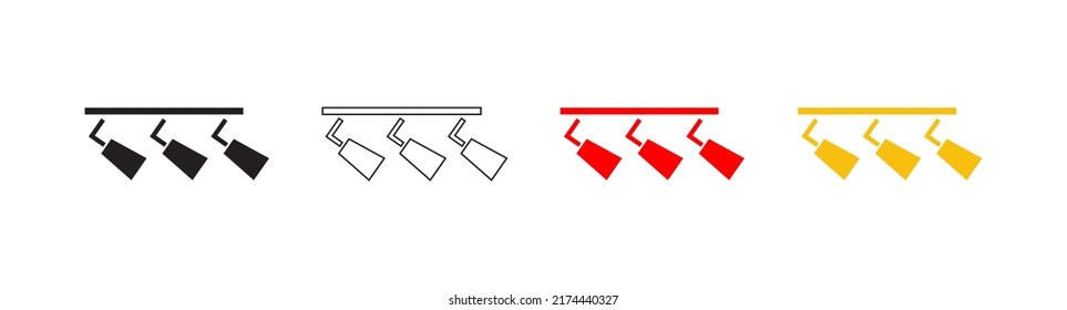 Spotlight icon design vector. Entertainment performance stage show symbol illustration.