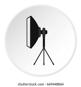 Spotlight icon in flat circle isolated on white background vector illustration for web