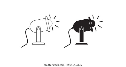 Spotlight icon in flat style. Lamp vector illustration on white isolated background. Flashlight business concept.