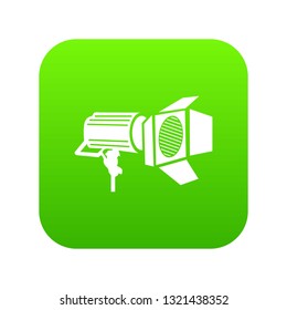 Spotlight icon green vector isolated on white background