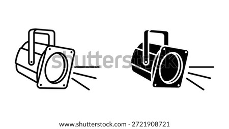 Spotlight icon. Line with editable stroke and flat for Web