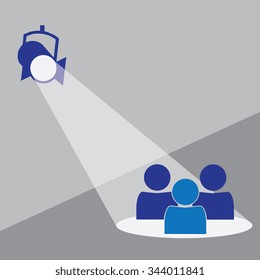 Spotlight icon, Man vector illustration. Flat design style
