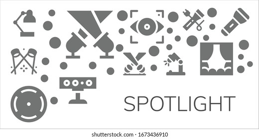 conjunto de iconos de destello. 11 iconos destacados rellenos.  Iconos modernos sencillos, como: Lámpara de escritorio, foco, foco, linterna, etapa