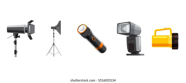 Spotlight icon set. Cartoon set of spotlight vector icons for web design isolated on white background