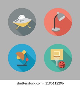 spotlight icon set. vector set about desk lamp, basketball and ufo icons set.