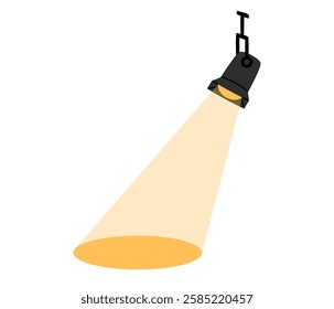 Spotlight icon. Stage light symbol. Event, concert, performance, theater. Theatre Day stickers. Flat Vector illustration isolated on white background