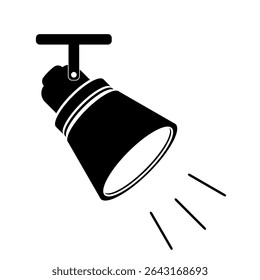 Ícone de destaque símbolo versátil para iluminação e foco. Elementos gráficos vetoriais de iluminação limpa para temas de desempenho, projetos de mídia e designs atraentes para a atenção. Feixes de luz projetando para baixo