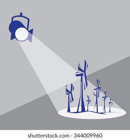 Spotlight icon, Wind power vector illustration. Flat design style