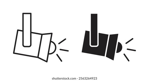 Spotlight icons in flat and line style set.