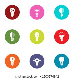 Spotlight icons set. Flat set of 9 spotlight vector icons for web isolated on white background