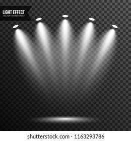 Spotlight illuminated scene, stage, podium light effect vector transparent