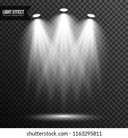 Spotlight illuminated scene, stage, podium light effect vector transparent