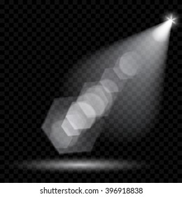 Spotlight for illumination of the scene. Transparent light effects. Transparency only in vector format