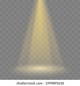 Ilustración destacada. Luz de foco transparente vectorial aislada. Iluminación de escena. Efecto ligero.