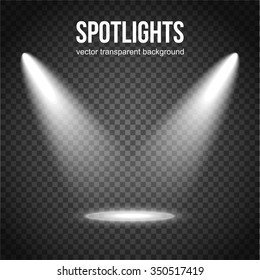 Spotlight isolated on transparent background. Light Effects. Scene illumination. Vector eps 10 format.