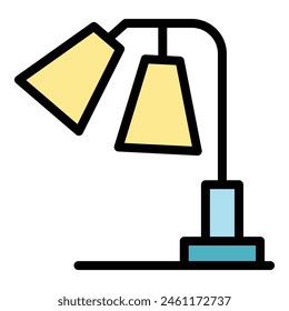 Spotlight lamp icon outline vector. Light stand. Interior ceiling color flat