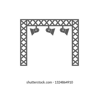 Spotlight lamp icon. Stage light icon.     Stage light  equipment  icon.  Podium lights vector illustration.  Scene spotlights vector. 