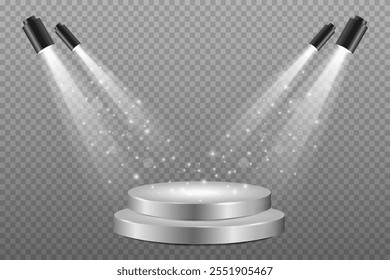 Spotlight and lighting effects for project and illustration. Vector set of isolated spotlight and studio lighting for your designs.