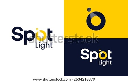 Spotlight logo design. Wordmark concept vector design with lamp symbol graphic icon