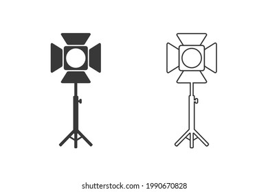 Spotlight logo or icon set - vector black studio light symbol