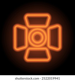 Spotlight logo simple icon vector. Flat design. Orange neon on black background.ai