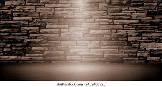 Spotlight on ancient natural stone stone brick texture wall background