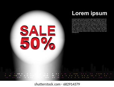 spotlight on black sky vector illustration banner concept design