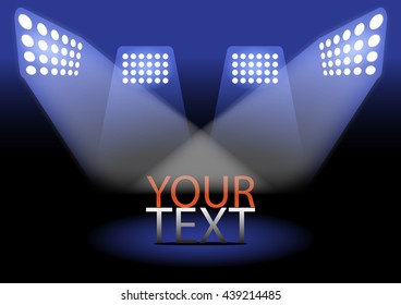 Spotlight on dark blue background vector illustration