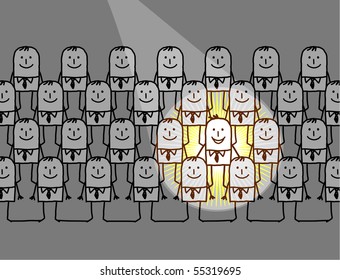 el foco en un hombre entre la multitud