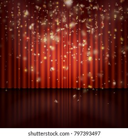 Spotlight on red curtain with glitter light. And also includes EPS 10 vector