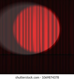 Spotlight on stage curtain. Vector.