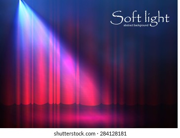 Spotlight on stage curtain. Vector illustration