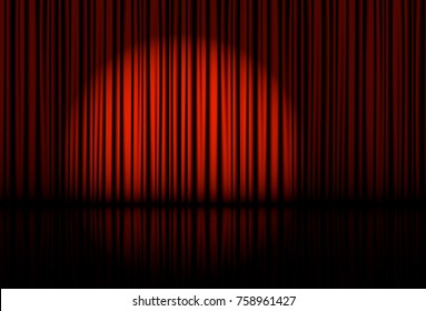 Spotlight on stage curtain Vector illustration EPS