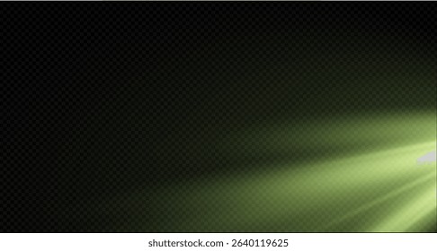 Spotlight on the stage or divine particle rays isolated on a black transparent background. The glow of the rays