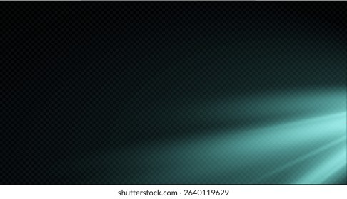 Spotlight on the stage or divine particle rays isolated on a black transparent background. The glow of the rays