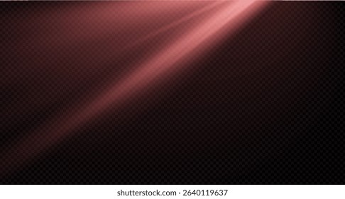 Spotlight on the stage or divine particle rays isolated on a black transparent background. The glow of the rays