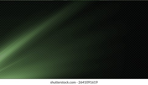 Spotlight on the stage or divine particle rays isolated on a black transparent background. The glow of the rays