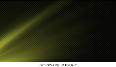Spotlight on the stage or divine particle rays isolated on a black transparent background. The glow of the rays