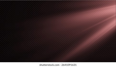 Spotlight on the stage or divine particle rays isolated on a black transparent background. The glow of the rays