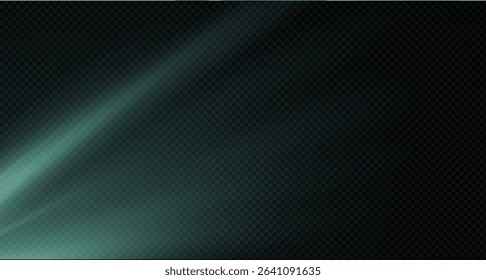 Spotlight on the stage or divine particle rays isolated on a black transparent background. The glow of the rays