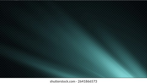 Spotlight on the stage or divine particle rays isolated on a black transparent background. The glow of the rays